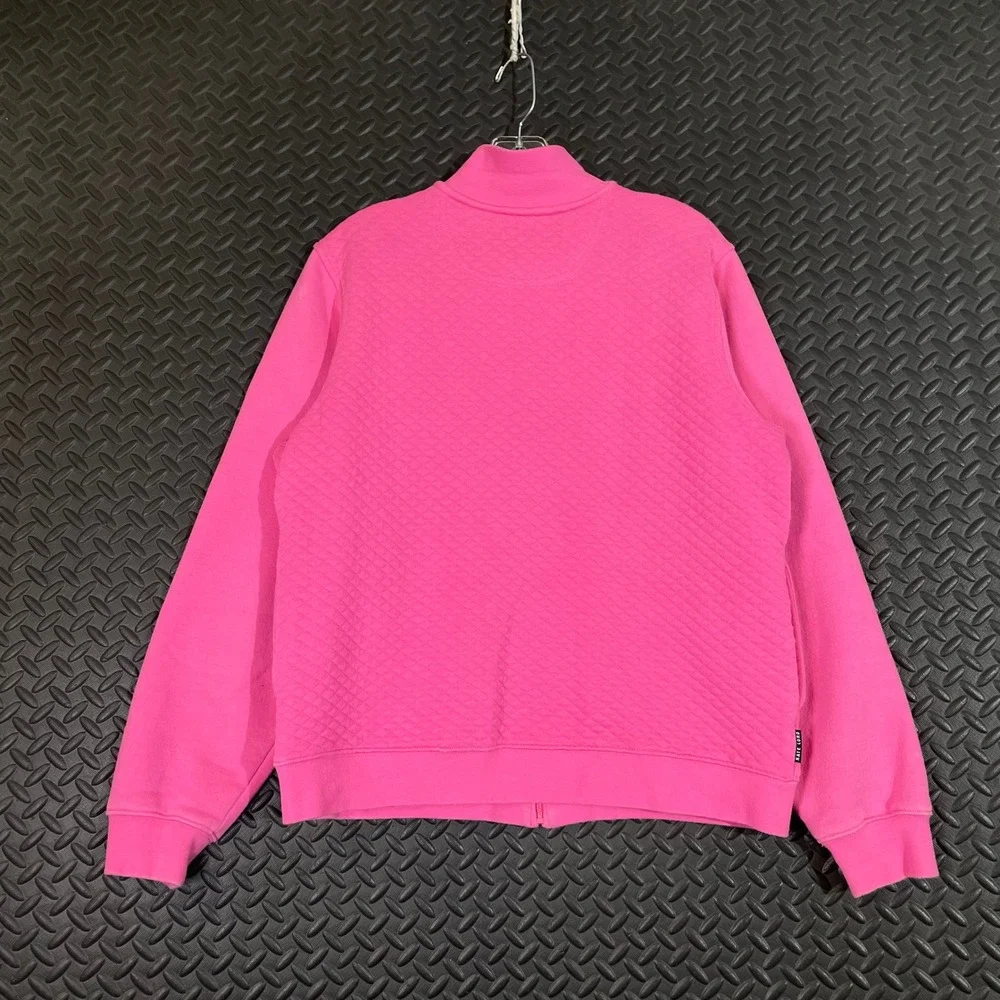 Kate Lord Golf Hot Pink Abbey Springs Full Zip Quilted Sweater‎ Women Size Large